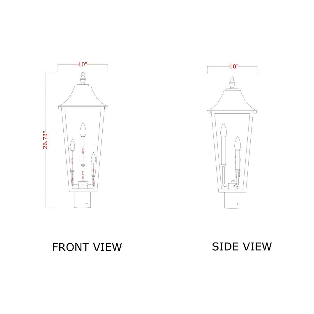 3 Light Outdoor Post Mount Fixture