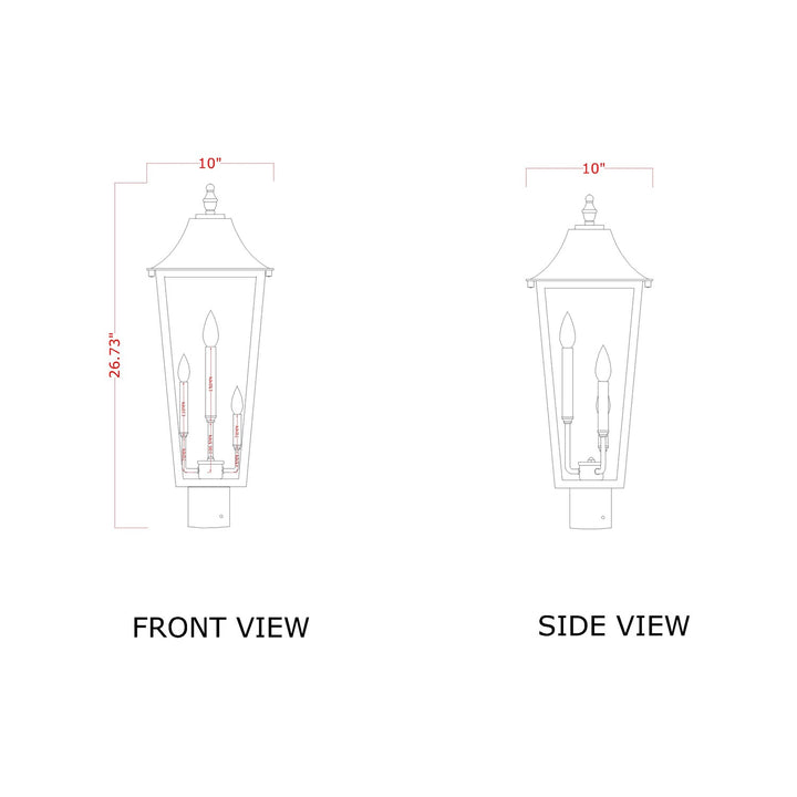 3 Light Outdoor Post Mount Fixture