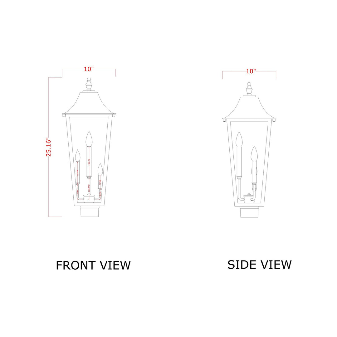 3 Light Outdoor Post Mount Fixture