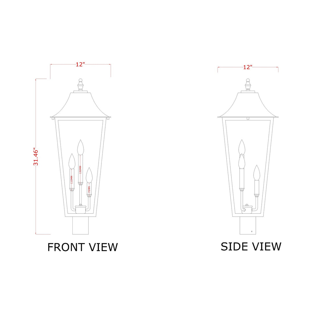 3 Light Outdoor Post Mount Fixture