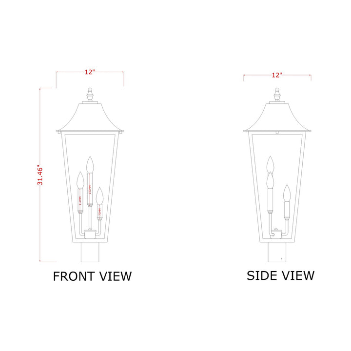 3 Light Outdoor Post Mount Fixture