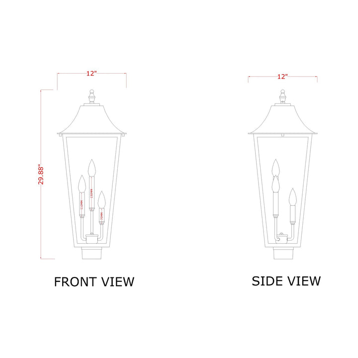 3 Light Outdoor Post Mount Fixture