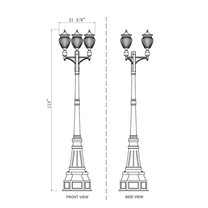 3 Light Outdoor Post Mounted Fixture