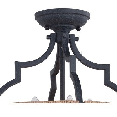 14 in. 4 Light Semi-Flush Mount Textured Gray with Natural Rope