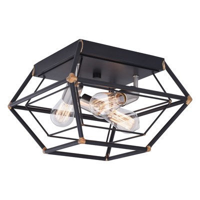 18 in. 3 Light Flush Mount Oil Rubbed Bronze with Satin Nickel by Vaxcel International