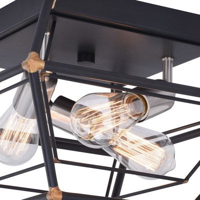18 in. 3 Light Flush Mount Oil Rubbed Bronze with Satin Nickel