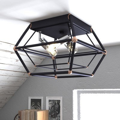 18 in. 3 Light Flush Mount Oil Rubbed Bronze with Satin Nickel