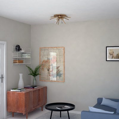 22.5-in. 4 Light Flush Mount Natural Brass