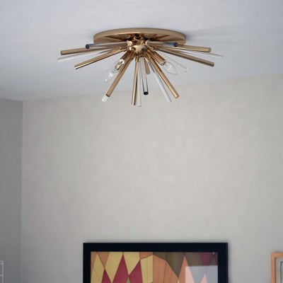 22.5-in. 4 Light Flush Mount Natural Brass