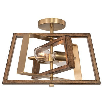 16-in. 2 Light Semi-Flush Mount Natural Brass and Burnished Chestnut by Vaxcel International