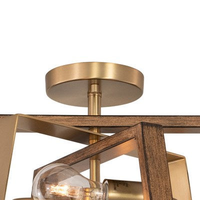 16-in. 2 Light Semi-Flush Mount Natural Brass and Burnished Chestnut