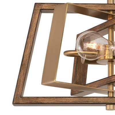 16-in. 2 Light Semi-Flush Mount Natural Brass and Burnished Chestnut