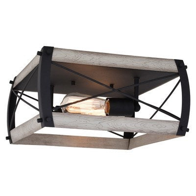 13.5-in. 2 Light Flush Mount Textured Black and White Ash by Vaxcel International