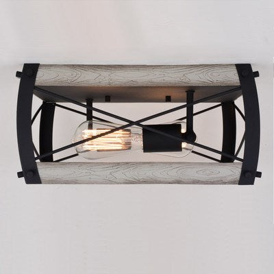 13.5-in. 2 Light Flush Mount Textured Black and White Ash