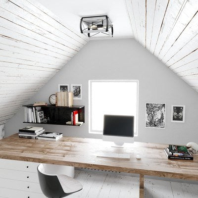 13.5-in. 2 Light Flush Mount Textured Black and White Ash