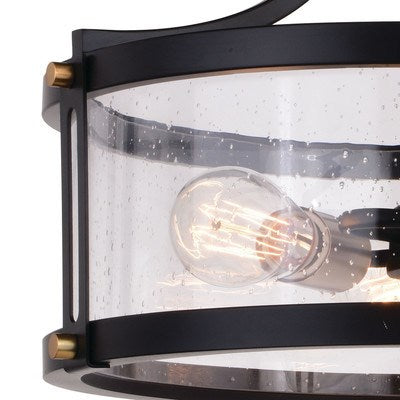 15.75-in. 3 Light Semi-Flush Matte Black and Satin Brass