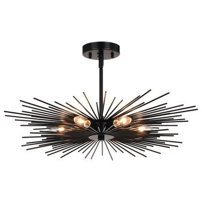 24-in. 6 Light Semi-Flush Mount Matte Black by Vaxcel International