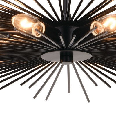 24-in. 6 Light Semi-Flush Mount Matte Black