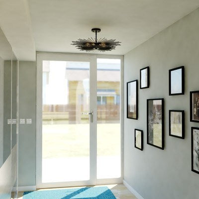 24-in. 6 Light Semi-Flush Mount Matte Black