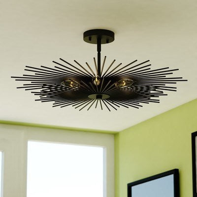 24-in. 6 Light Semi-Flush Mount Matte Black