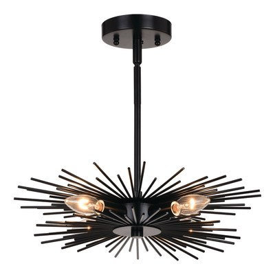 16-in. 4 Light Semi-Flush Mount Matte Black by Vaxcel International