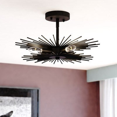 16-in. 4 Light Semi-Flush Mount Matte Black