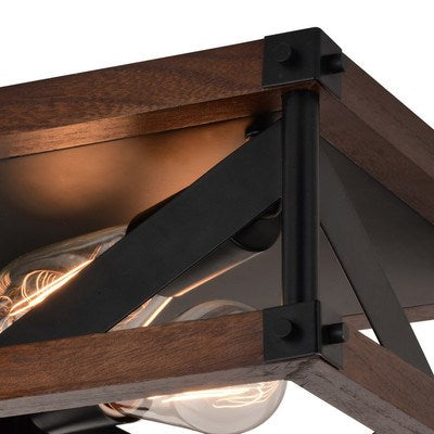 13-in. 2 Light Flush Mount Matte Black and Sycamore