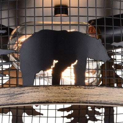12-in. 2 Light Flush Mount Black and Burnished Teak