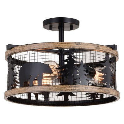 16-in. 3 Light Semi-Flush Black and Burnished Teak by Vaxcel International