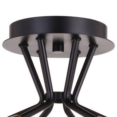 16.25-in. 6 Light Semi-Flush Mount Matte Black and Satin Brass