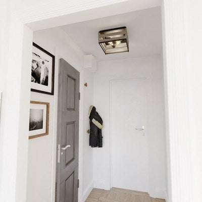 13-in. 3 Light Flush Mount Matte Black and Burnished Maple