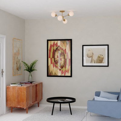20-in Semi Flush Ceiling Light Muted Brass