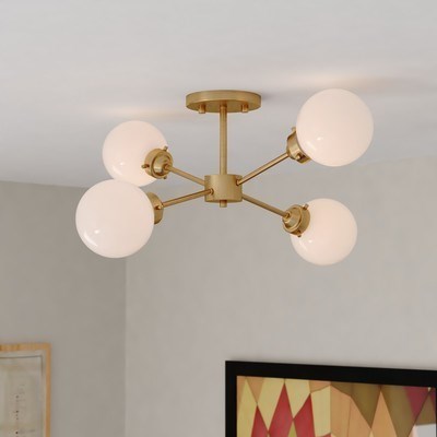 20-in Semi Flush Ceiling Light Muted Brass