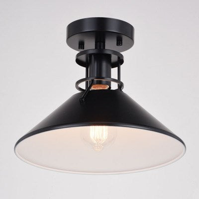 11.5-in. Semi-Flush Mount Black and Matte White
