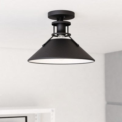 11.5-in. Semi-Flush Mount Black and Matte White