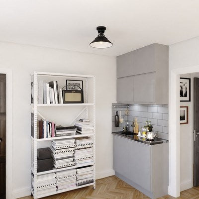 11.5-in. Semi-Flush Mount Black and Matte White