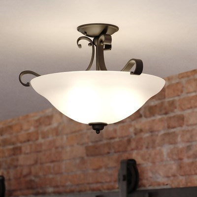 17-in Semi-Flush Mount or Pendant (Dual Mount) Oil Rubbed Bronze
