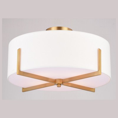 18-in. 4 Light Semi-Flush Mount Natural Brass