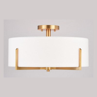 18-in. 4 Light Semi-Flush Mount Natural Brass
