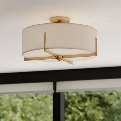 18-in. 4 Light Semi-Flush Mount Natural Brass