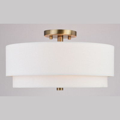 16-in Semi-Flush Mount Matte Brass