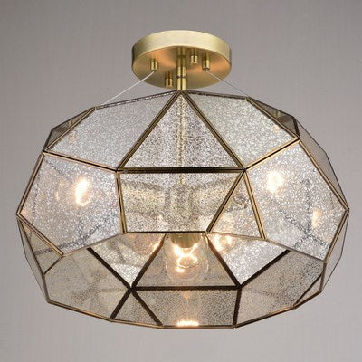 16-in. 3 Light Semi-Flush Mount Aged Brass