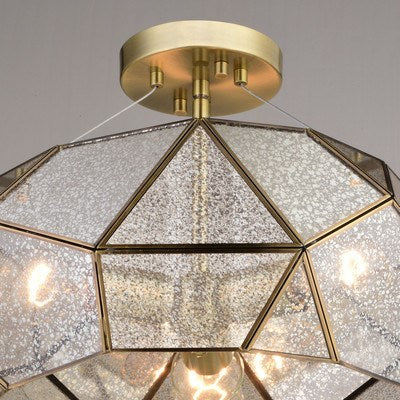 16-in. 3 Light Semi-Flush Mount Aged Brass