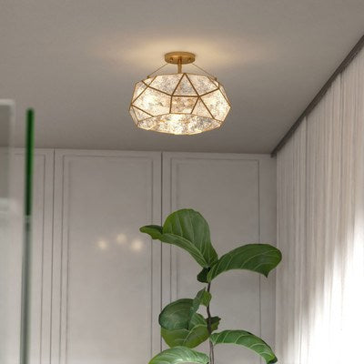 16-in. 3 Light Semi-Flush Mount Aged Brass