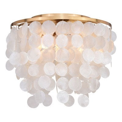 Capiz Shell 16-in. 3 Light Flush Mount Natural Brass by Vaxcel International