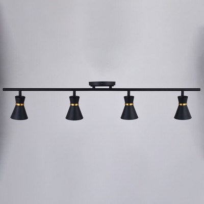 4 Light LED Directional Light Matte Black and Satin Brass