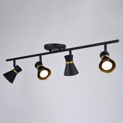 4 Light LED Directional Light Matte Black and Satin Brass
