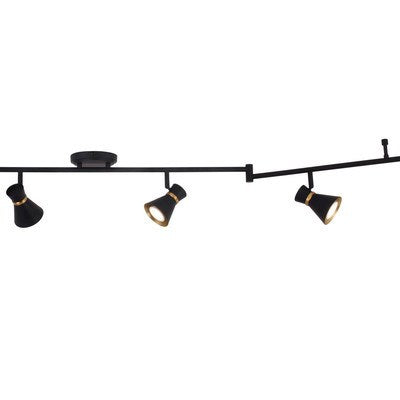 6 Light LED Directional Light Matte Black and Satin Brass