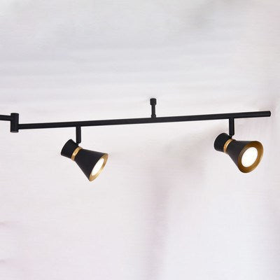 6 Light LED Directional Light Matte Black and Satin Brass