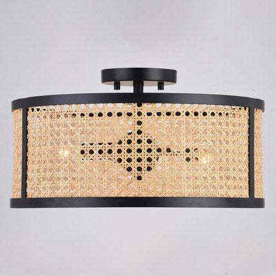 15.5-in. 3 Light Semi-Flush Mount Matte Black